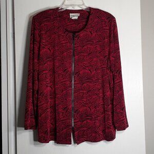 STEPHANIE THOMAS SPORT Vintage Tunic/Jacket w Zipper; Red/Black; Size 16
